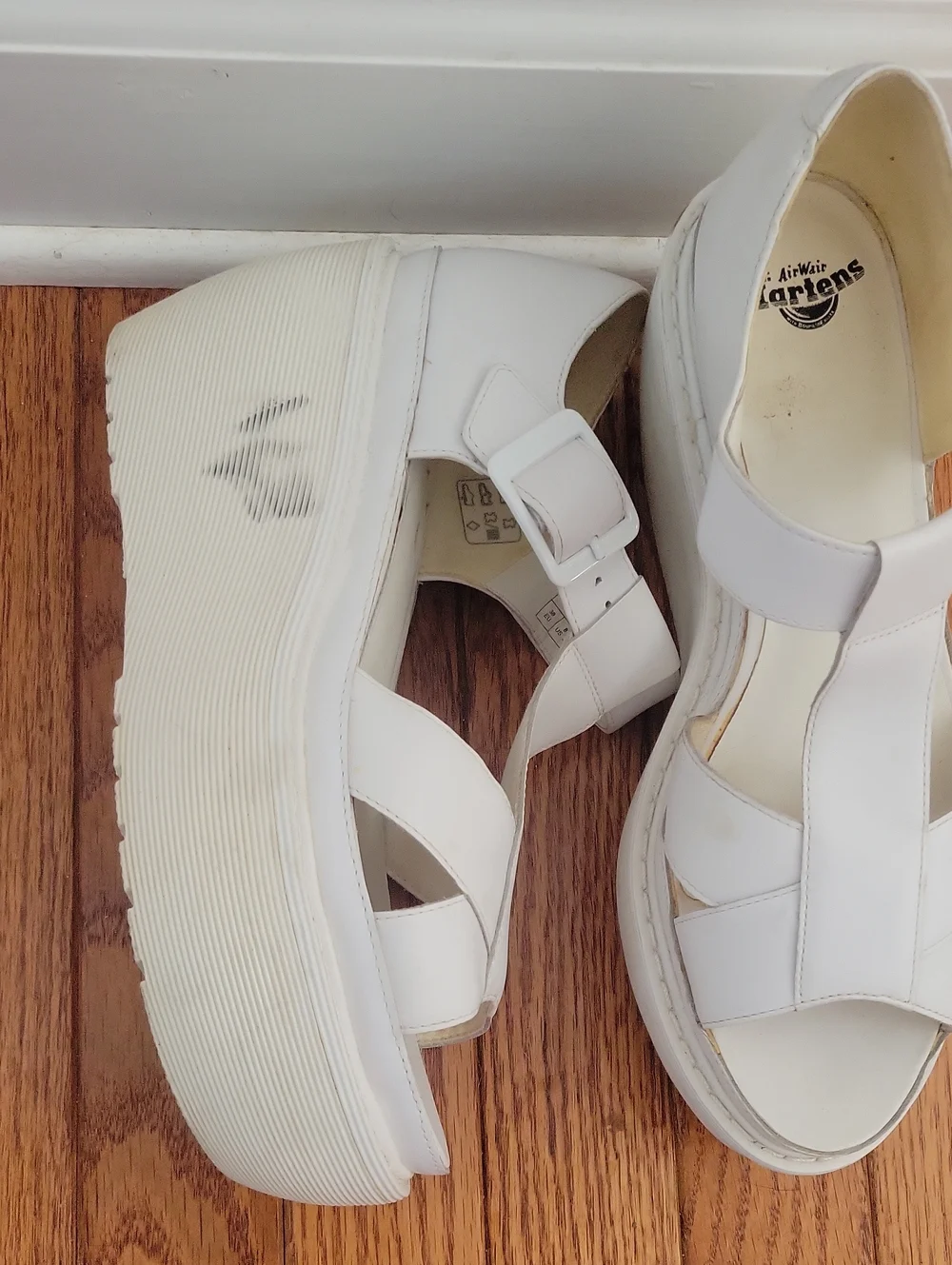 Dr. Martens Adaya White Platform Wedge Sandals with Buckle size 8